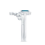 Marquise Cut London Blue Topaz Halo Wedding Ring Set with Diamond Band