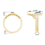 Marquise Cut London Blue Topaz Halo Wedding Ring Set with Diamond Band