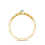 Marquise Cut London Blue Topaz Halo Wedding Ring Set with Diamond Band