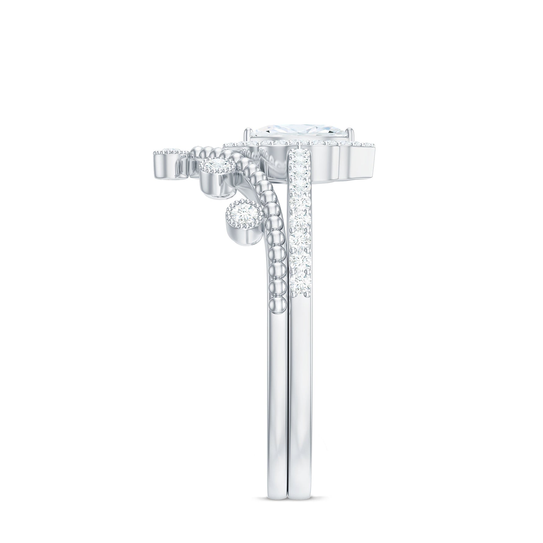 Marquise Cut Moissanite Vintage Wedding Ring Set