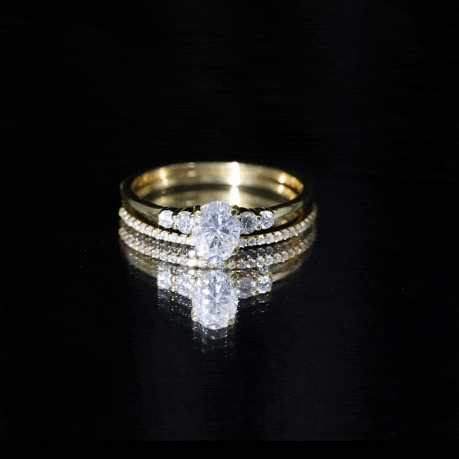 Oval Shaped 5X7 MM Moissanite Solitaire Wedding Ring Set