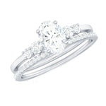 Oval Shaped 5X7 MM Moissanite Solitaire Wedding Ring Set
