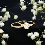 Oval Shaped 5X7 MM Moissanite Solitaire Wedding Ring Set