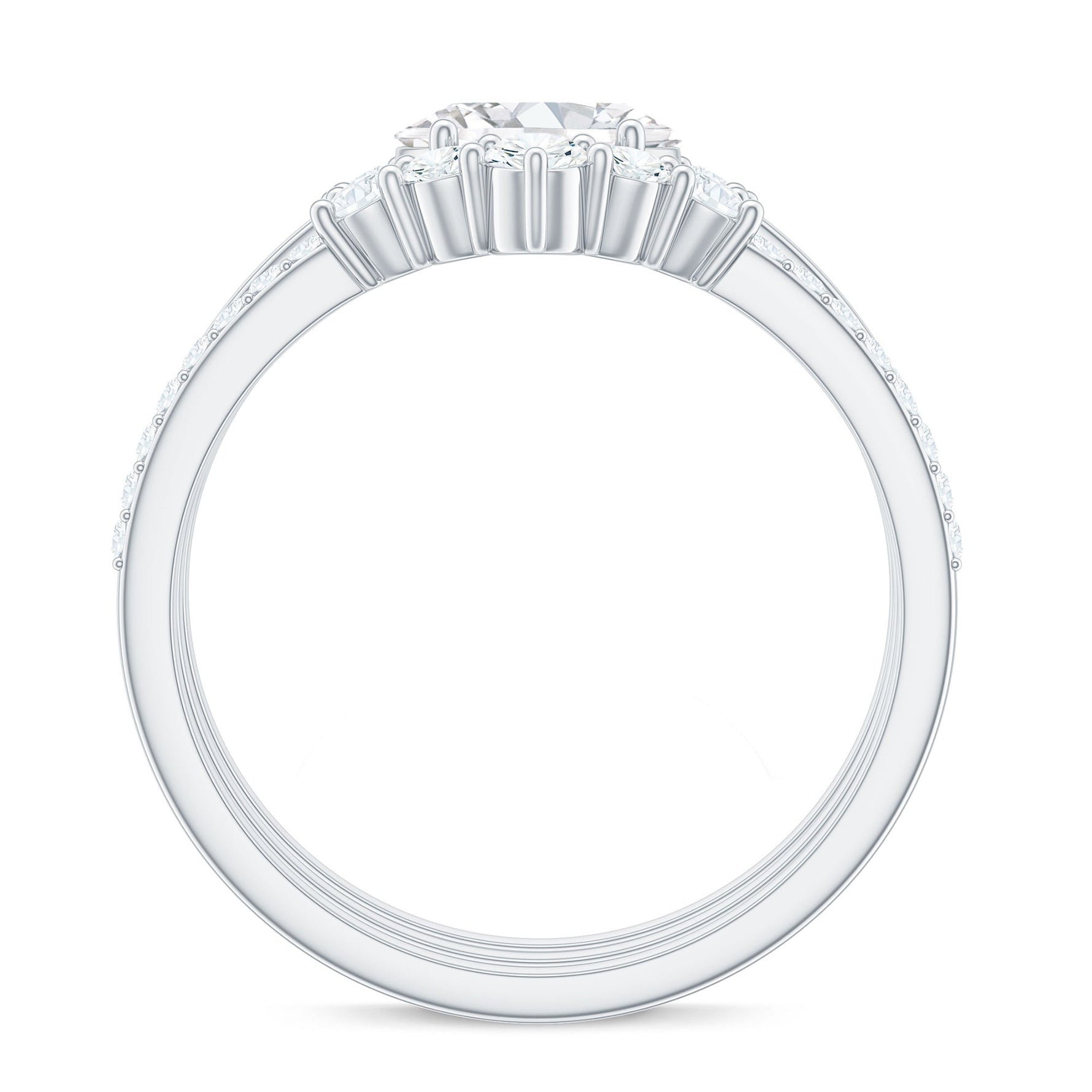 2.25 CT Oval Zircon Trio Wedding Ring Set in Gold