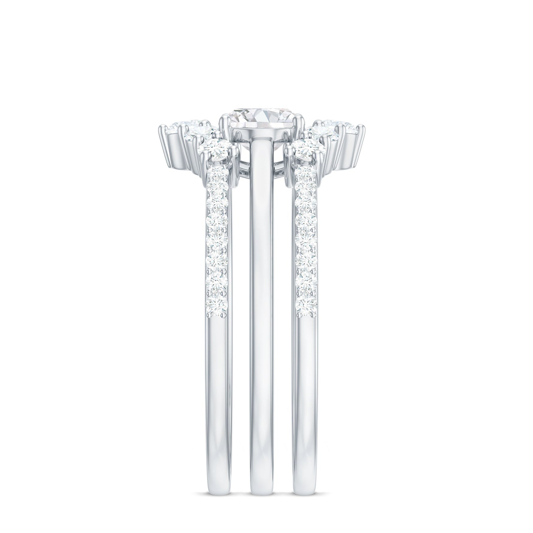 2.25 CT Oval Zircon Trio Wedding Ring Set in Gold