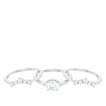 2.25 CT Oval Zircon Trio Wedding Ring Set in Gold