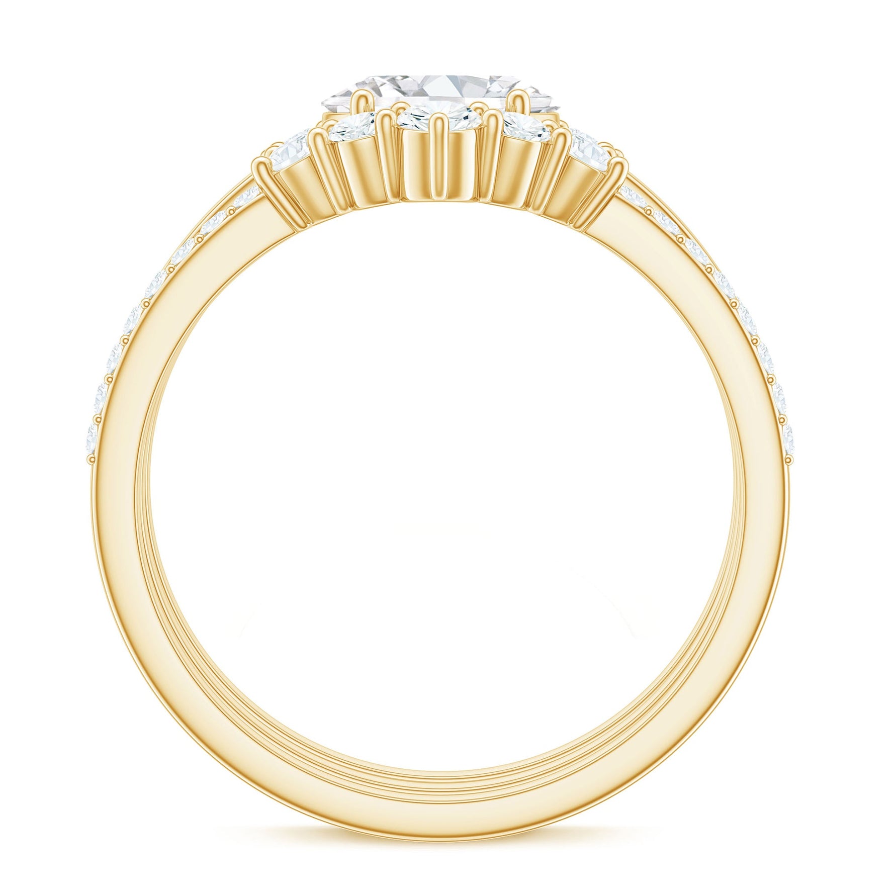 2.25 CT Oval Zircon Trio Wedding Ring Set in Gold