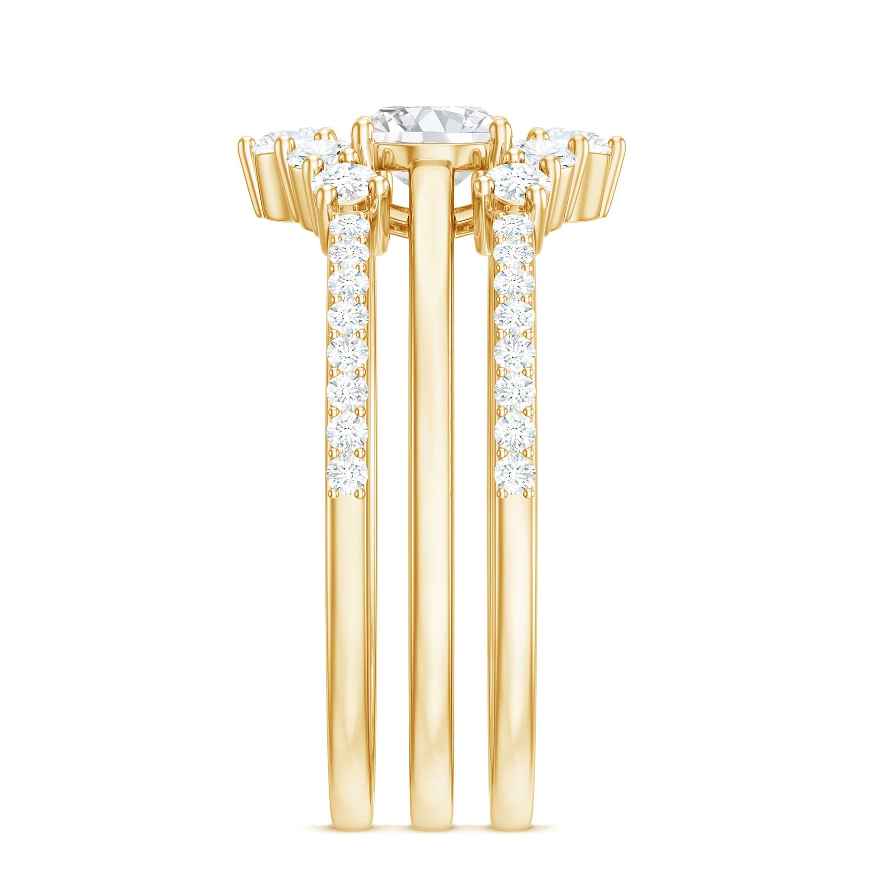 2.25 CT Oval Zircon Trio Wedding Ring Set in Gold