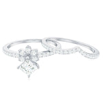 Princess Cut Certified Moissanite Flower Wedding Ring Set