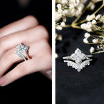 Certified Moissanite Statement Wedding Ring Set