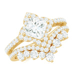 Certified Moissanite Statement Wedding Ring Set