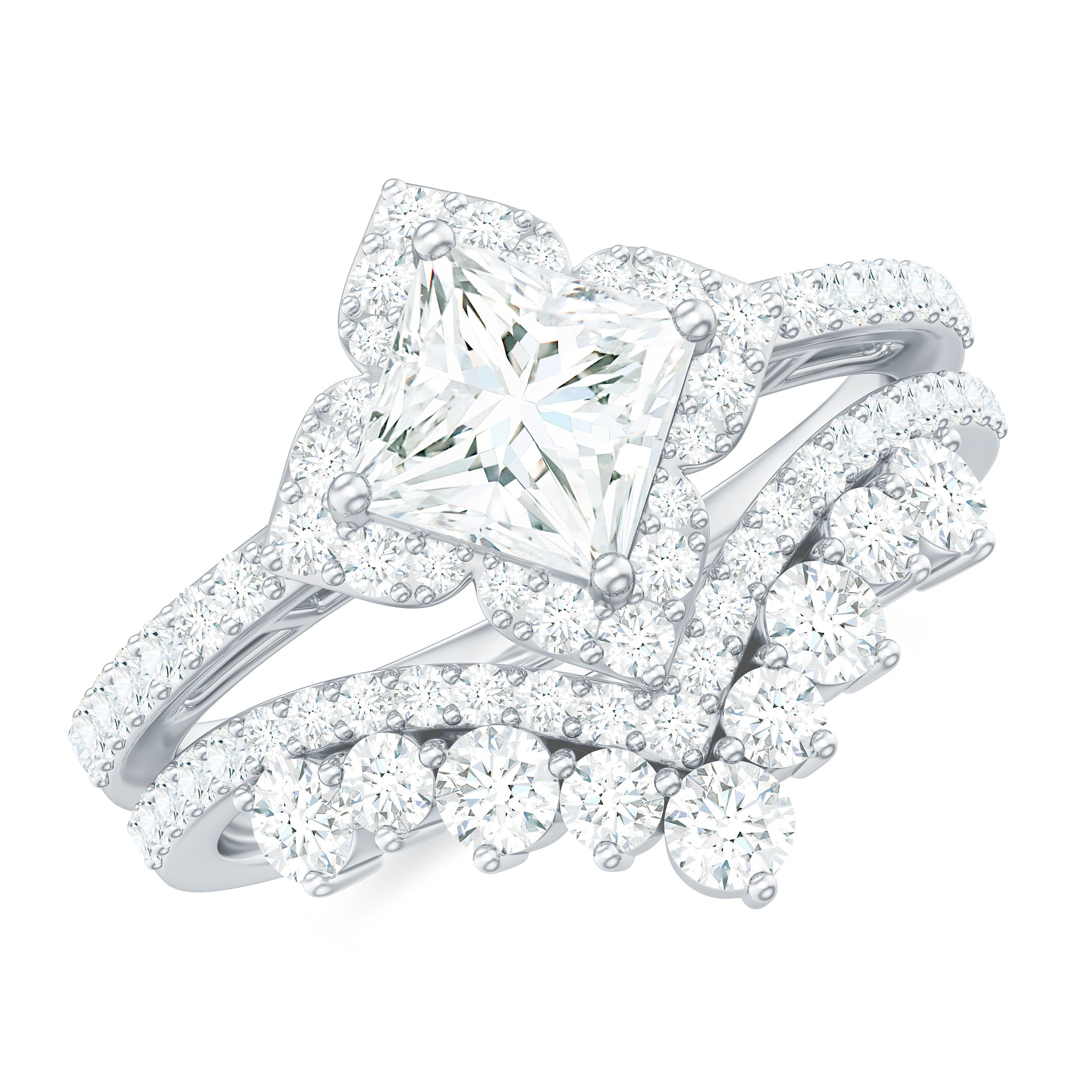 2.50 CT Cubic Zirconia Statement Wedding Ring Set With Certificate