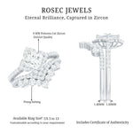 Certified Princess Cut Zircon Flower Engagement Ring with Wedding Band