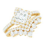 2.50 CT Cubic Zirconia Statement Wedding Ring Set With Certificate