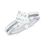 Princess Cut Moissanite Solitaire Wedding Ring Set for Her