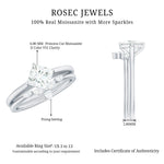 Princess Cut Moissanite Solitaire Wedding Ring Set for Her