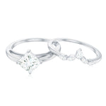Princess Cut Moissanite Solitaire Wedding Ring Set for Her