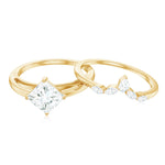 Princess Cut Moissanite Solitaire Wedding Ring Set for Her