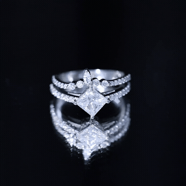 Princess Cut Moissanite Wedding Ring Set for Women