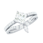 Princess Cut Moissanite Wedding Ring Set for Women
