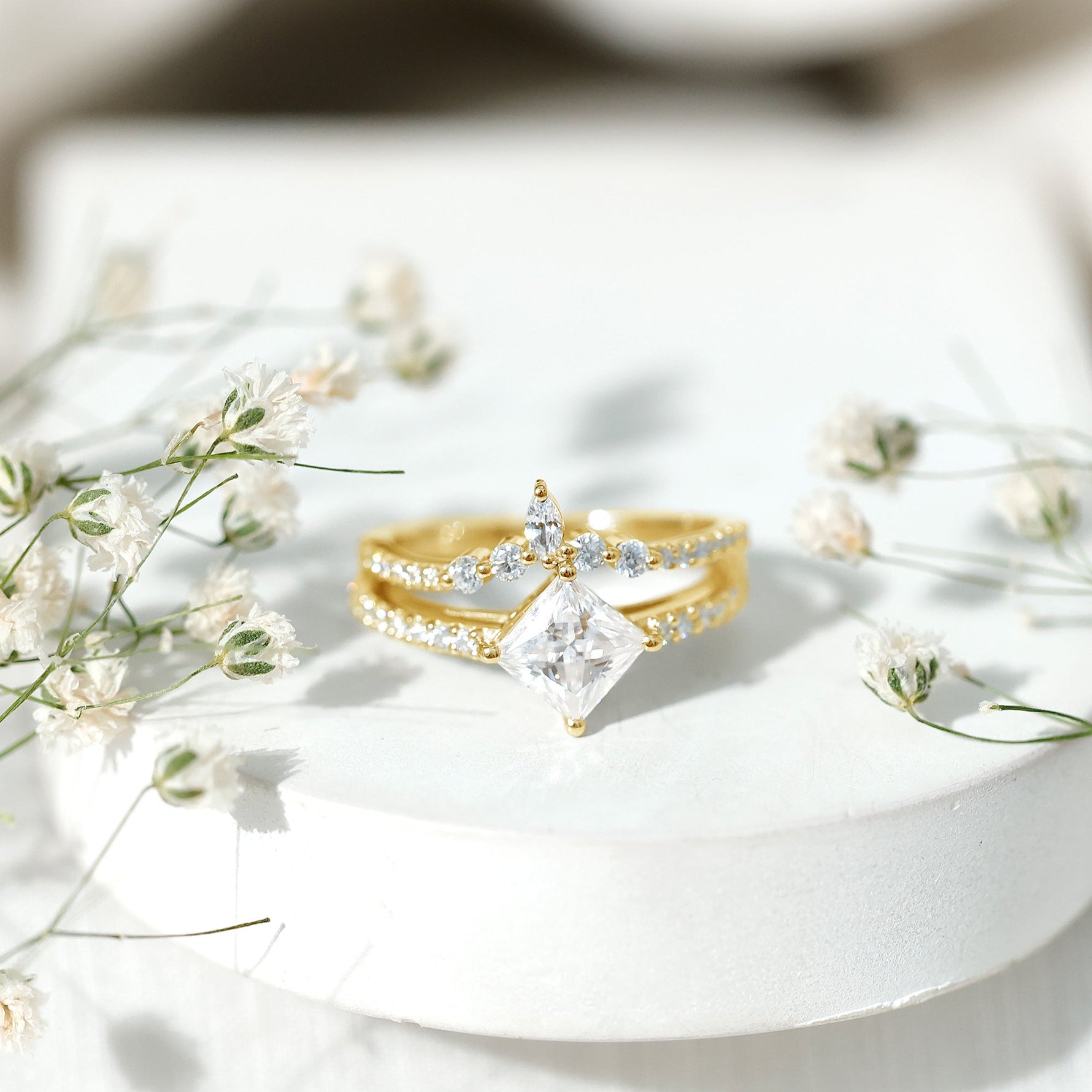 Princess Cut Moissanite Wedding Ring Set for Women