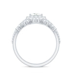 Princess Cut Moissanite Halo Wedding Ring Set with Certificate