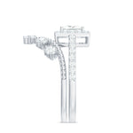 Princess Cut Moissanite Halo Wedding Ring Set with Certificate