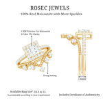 Princess Cut Moissanite Halo Wedding Ring Set with Certificate