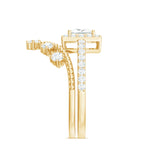 Princess Cut Moissanite Halo Wedding Ring Set with Certificate