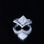 Certified Princess Cut Moissanite Wedding Ring Set