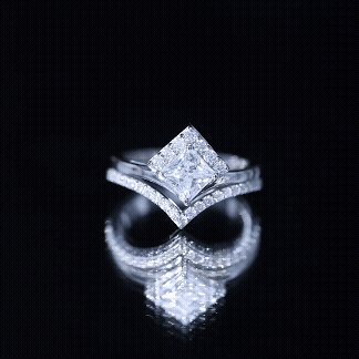 Certified Princess Cut Moissanite Wedding Ring Set