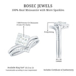 Certified Princess Cut Moissanite Wedding Ring Set