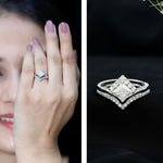 Certified Princess Cut Moissanite Wedding Ring Set