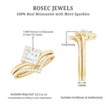 Certified Princess Cut Moissanite Wedding Ring Set