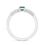 Natural Emerald Cut Emerald Diamond Engagement Wedding Ring Set of 2