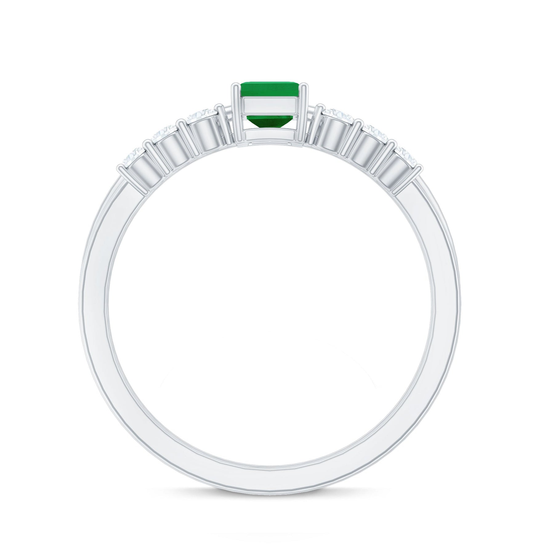 Natural Emerald Cut Emerald Diamond Engagement Wedding Ring Set of 2