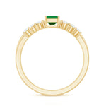 Natural Emerald Cut Emerald Diamond Engagement Wedding Ring Set of 2