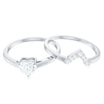 Heart Shaped Moissanite Solitaire Wedding Ring Set for Women