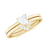 Heart Shaped Moissanite Solitaire Wedding Ring Set for Women