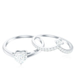 1 CT Heart Shape Cubic Zirconia Wedding Ring Set in Gold