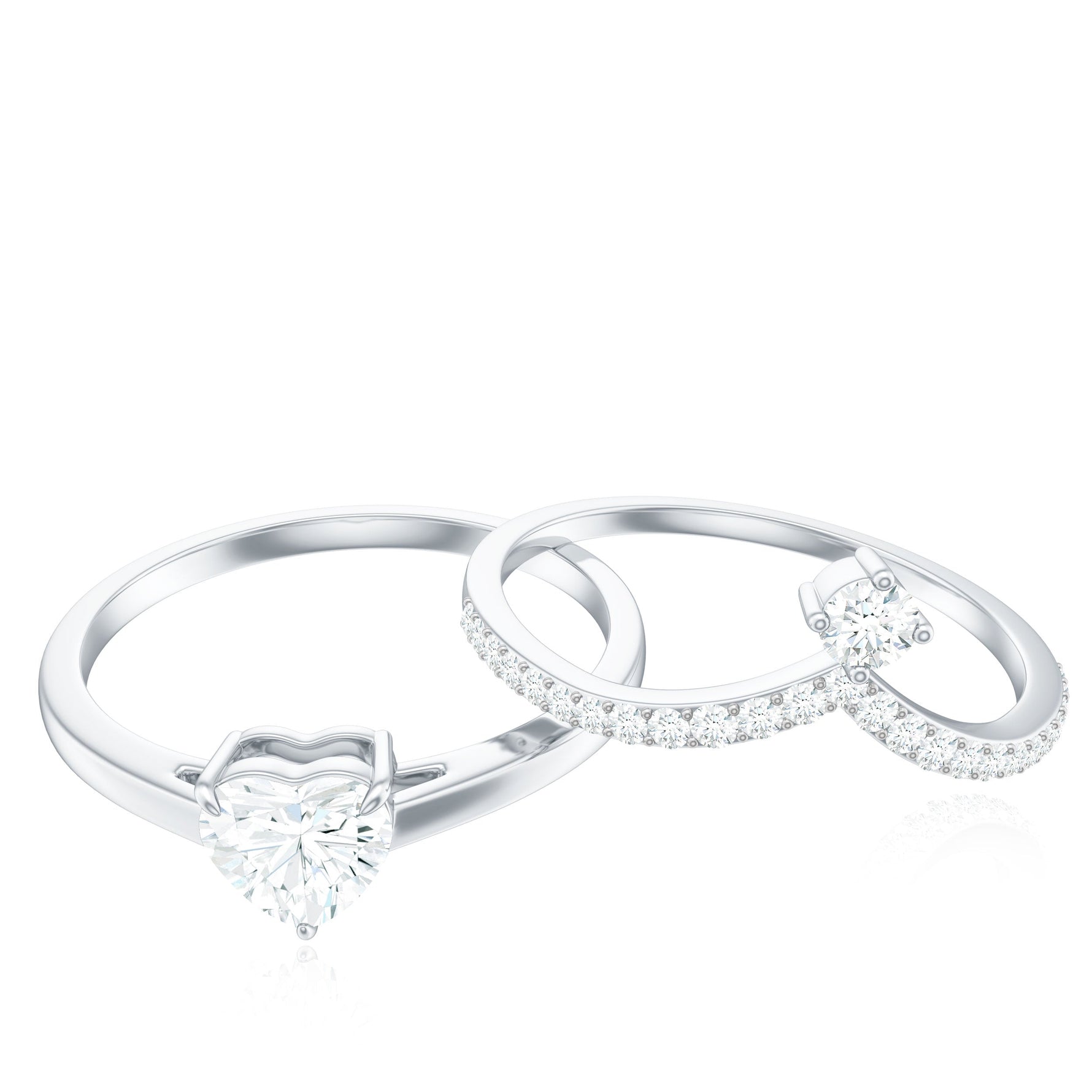 1 CT Heart Shape Cubic Zirconia Wedding Ring Set in Gold