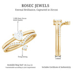 1 CT Heart Shape Cubic Zirconia Wedding Ring Set in Gold