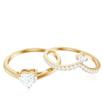 1 CT Heart Shape Cubic Zirconia Wedding Ring Set in Gold