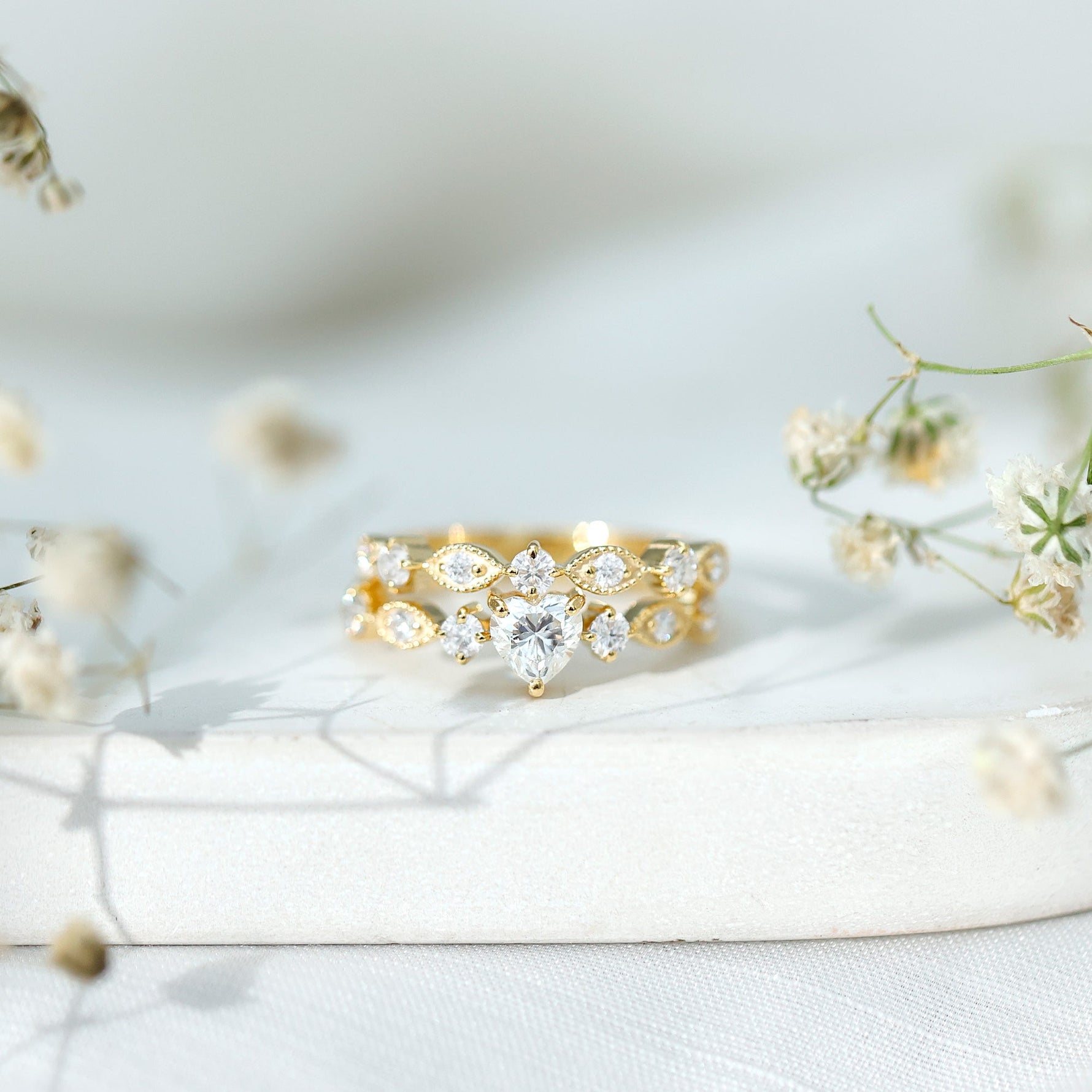 Zircon Bridal Wedding Ring Set with Matching Band