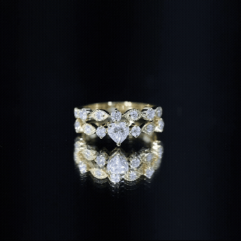 Heart Shape Moissanite Vintage Wedding Ring Set