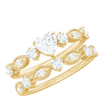 Heart Shape Moissanite Vintage Wedding Ring Set