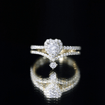 1.50 CT Certified Moissanite Heart Wedding Ring Set in Gold
