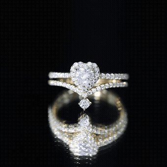 1.50 CT Certified Moissanite Heart Wedding Ring Set in Gold