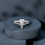 1.50 CT Certified Moissanite Heart Wedding Ring Set in Gold