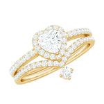 1.50 CT Certified Moissanite Heart Wedding Ring Set in Gold